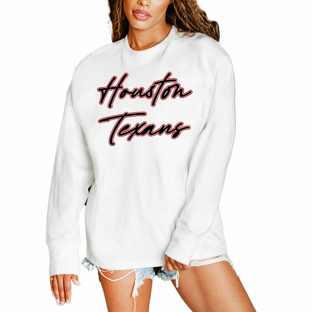 Houston Texans Gameday Couture Women's Classic Comeback Oversized Long Sleeve T-Shirt White | NFL