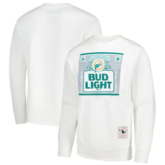 Miami Dolphins x Bud Light The Crest Pullover Sweatshirt White | Mitchell & Ness