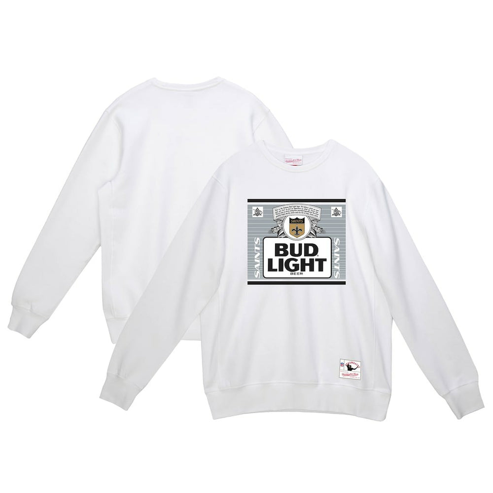 New Orleans Saints x Bud Light The Crest Pullover Sweatshirt White | Mitchell & Ness