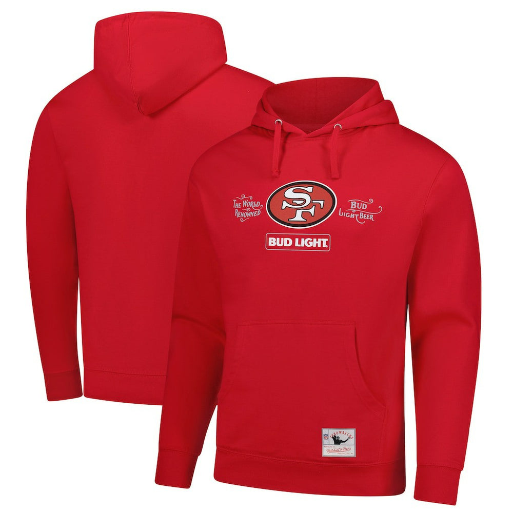 San Francisco 49ers NFL x Bud Light Vintage Pullover Hoodie Scarlet | Mitchell & Ness