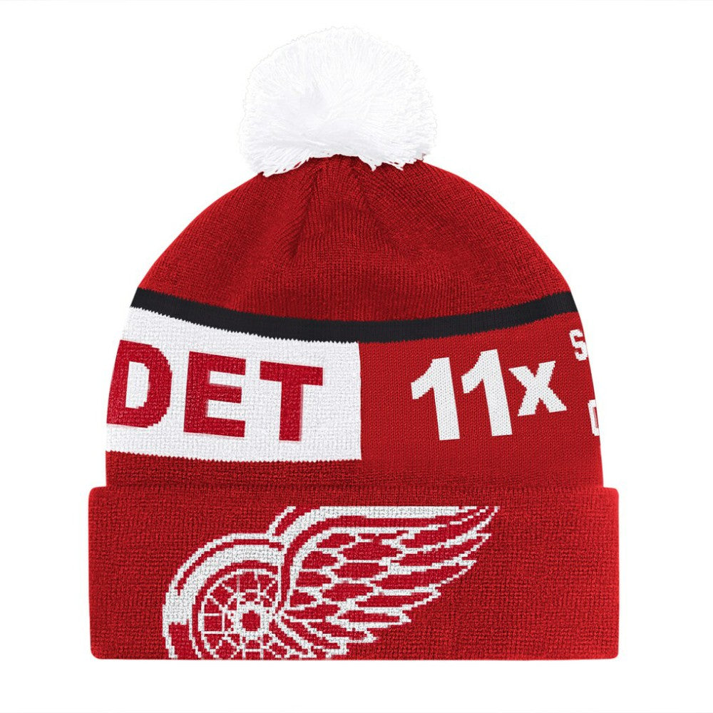 Detroit Red Wings Starter Chyron Commemorative Cuffed Knit Hat with Pom - Red - NHL