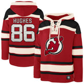 Jack Hughes New Jersey Devils '47 Big & Tall Lace-up Pullover Hoodie - Red - NHL