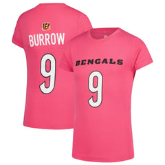 Joe Burrow Cincinnati Bengals Girls Youth Player Name & Number T-Shirt Pink | NFL