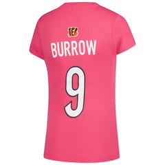 Joe Burrow Cincinnati Bengals Girls Youth Player Name & Number T-Shirt Pink | NFL