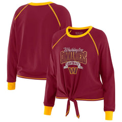 Washington Commanders WEAR by Erin Andrews Women's Plus Size Tie-Front Long Sleeve Top Burgundy/Gold | NFL