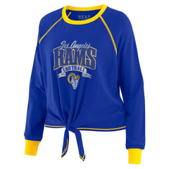 Los Angeles Rams WEAR by Erin Andrews Women's Plus Size Tie-Front Long Sleeve Top Royal/Gold | NFL
