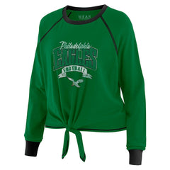 Philadelphia Eagles WEAR by Erin Andrews Women's Plus Size Tie-Front Long Sleeve Top Green/Black | NFL