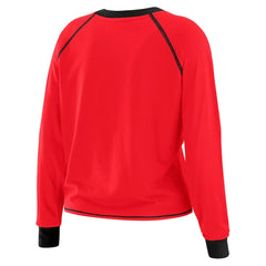 San Francisco 49ers WEAR by Erin Andrews Women's Plus Size Tie-Front Long Sleeve Top Scarlet/Black | NFL
