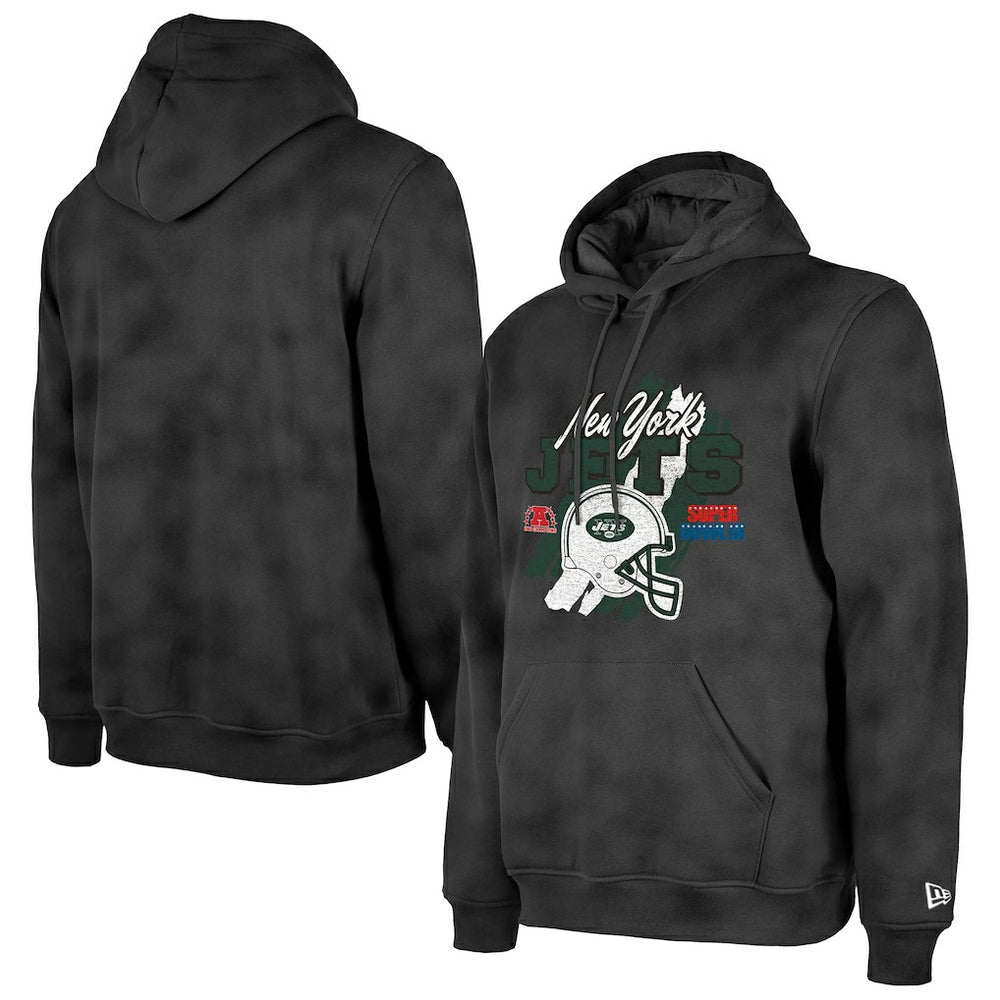New York Jets New Era Identity Helmet Enzyme Washed Pullover Hoodie Black | NFL