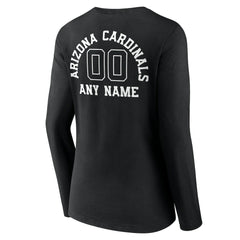 Arizona Cardinals Women's Personalized Name & Number Monochrome Long Sleeve V-Neck T-Shirt Black | NFL