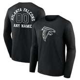 Atlanta Falcons Personalized Name & Number Monochrome Long Sleeve T-Shirt Black | NFL