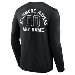 Baltimore Ravens Personalized Name & Number Monochrome Long Sleeve T-Shirt Black | NFL