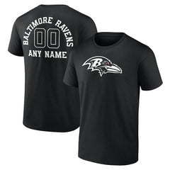 Baltimore Ravens Personalized Name & Number Monochrome T-Shirt Black | NFL