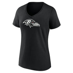 Baltimore Ravens Women's Personalized Name & Number Monochrome V-Neck T-Shirt Black | NFL