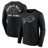 Buffalo Bills Personalized Name & Number Monochrome Long Sleeve T-Shirt Black | NFL