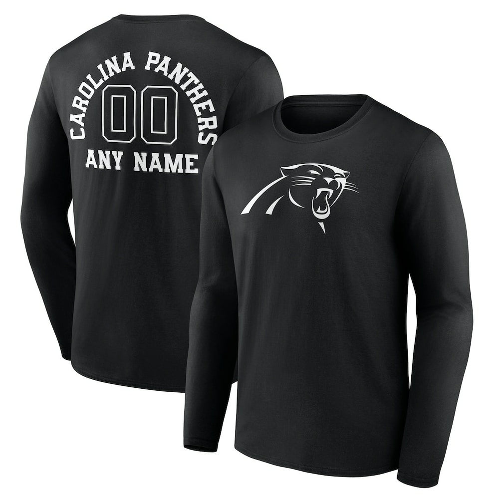 Carolina Panthers Personalized Name & Number Monochrome Long Sleeve T-Shirt Black | NFL
