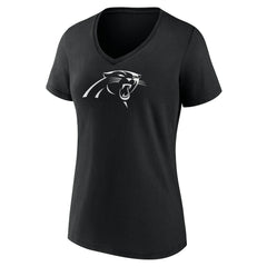 Carolina Panthers Women's Personalized Name & Number Monochrome V-Neck T-Shirt Black | NFL