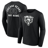 Chicago Bears Personalized Name & Number Monochrome Long Sleeve T-Shirt Black | NFL