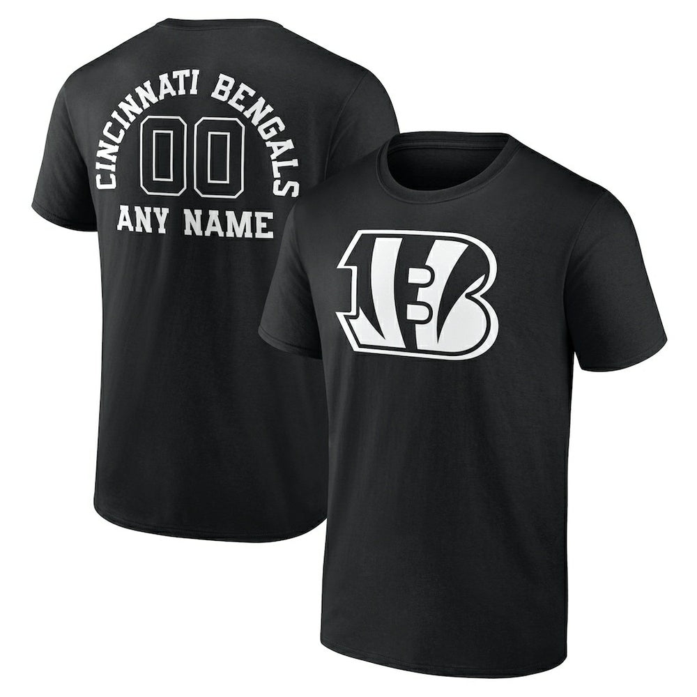Cincinnati Bengals Personalized Name & Number Monochrome T-Shirt Black | NFL