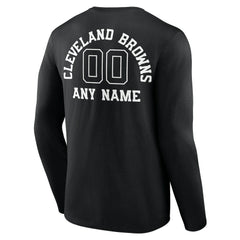 Cleveland Browns Personalized Name & Number Monochrome Long Sleeve T-Shirt Black | NFL