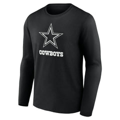 Dallas Cowboys Personalized Name & Number Monochrome Long Sleeve T-Shirt Black | NFL