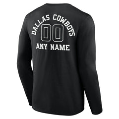 Dallas Cowboys Personalized Name & Number Monochrome Long Sleeve T-Shirt Black | NFL
