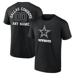 Dallas Cowboys Personalized Name & Number Monochrome T-Shirt Black | NFL