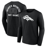 Denver Broncos Personalized Name & Number Monochrome Long Sleeve T-Shirt Black | NFL