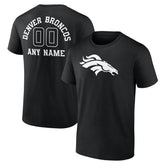 Denver Broncos Personalized Name & Number Monochrome T-Shirt Black | NFL