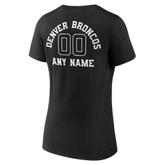 Denver Broncos Women's Personalized Name & Number Monochrome V-Neck T-Shirt Black | NFL