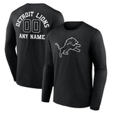 Detroit Lions Personalized Name & Number Monochrome Long Sleeve T-Shirt Black | NFL