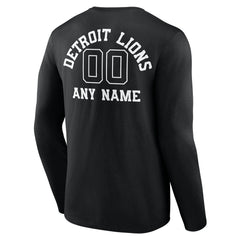 Detroit Lions Personalized Name & Number Monochrome Long Sleeve T-Shirt Black | NFL
