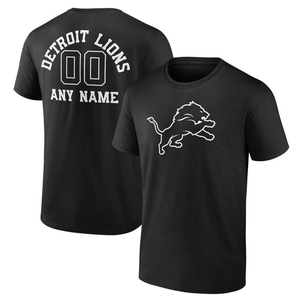 Detroit Lions Personalized Name & Number Monochrome T-Shirt Black | NFL