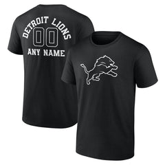 Detroit Lions Personalized Name & Number Monochrome T-Shirt Black | NFL