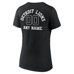 Detroit Lions Women's Personalized Name & Number Monochrome V-Neck T-Shirt Black | NFL