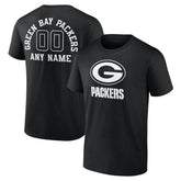 Green Bay Packers Personalized Name & Number Monochrome T-Shirt Black | NFL