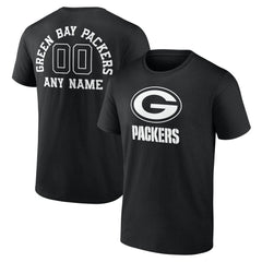Green Bay Packers Personalized Name & Number Monochrome T-Shirt Black | NFL