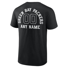 Green Bay Packers Personalized Name & Number Monochrome T-Shirt Black | NFL