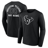 Houston Texans Personalized Name & Number Monochrome Long Sleeve T-Shirt Black | NFL