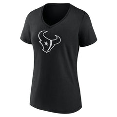Houston Texans Women's Personalized Name & Number Monochrome V-Neck T-Shirt Black | NFL
