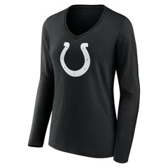 Indianapolis Colts Women's Personalized Name & Number Monochrome Long Sleeve V-Neck T-Shirt Black | NFL