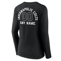 Indianapolis Colts Women's Personalized Name & Number Monochrome Long Sleeve V-Neck T-Shirt Black | NFL