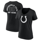 Indianapolis Colts Women's Personalized Name & Number Monochrome V-Neck T-Shirt Black | NFL