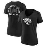 Jacksonville Jaguars Women's Personalized Name & Number Monochrome V-Neck T-Shirt Black | NFL