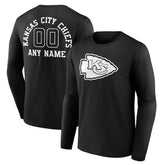 Kansas City Chiefs Personalized Name & Number Monochrome Long Sleeve T-Shirt Black | NFL
