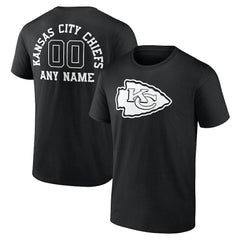 Kansas City Chiefs Personalized Name & Number Monochrome T-Shirt Black | NFL