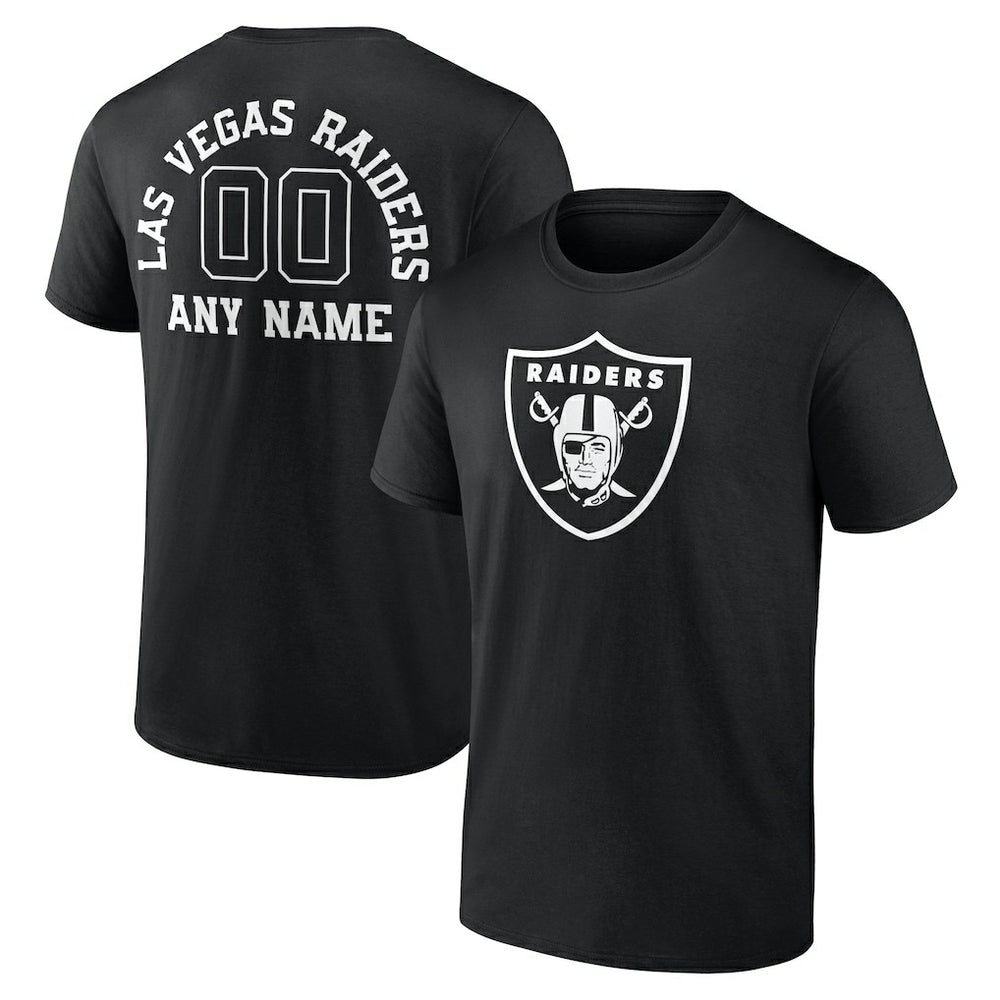 Las Vegas Raiders Personalized Name & Number Monochrome T-Shirt Black | NFL