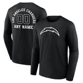 Los Angeles Chargers Personalized Name & Number Monochrome Long Sleeve T-Shirt Black | NFL