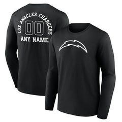Los Angeles Chargers Personalized Name & Number Monochrome Long Sleeve T-Shirt Black | NFL