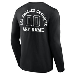 Los Angeles Chargers Personalized Name & Number Monochrome Long Sleeve T-Shirt Black | NFL